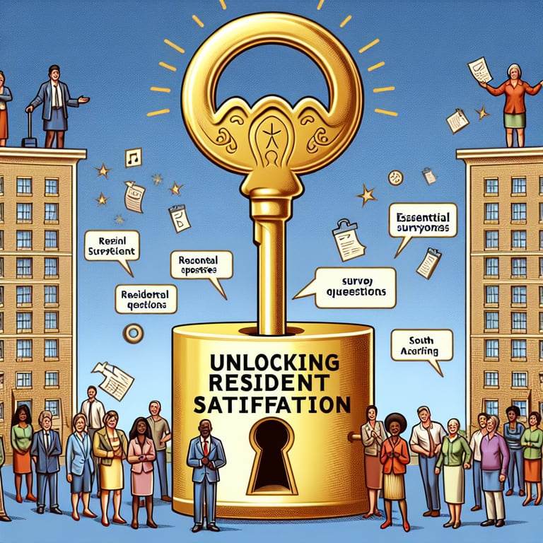 Illustration depicting key Resident Satisfaction Survey survey questions and their impact.