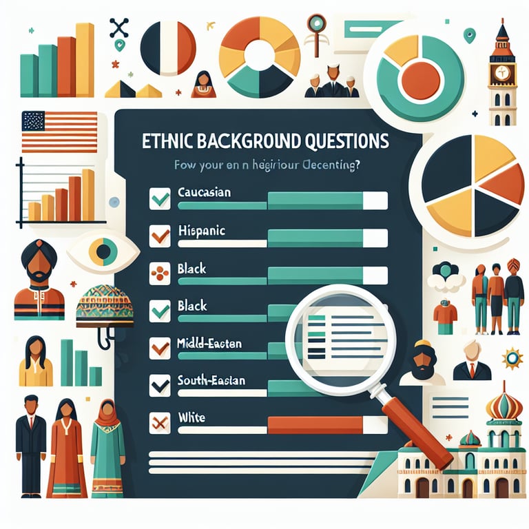 Illustration depicting the exploration of relevant topics in Ethnic Background survey questions.