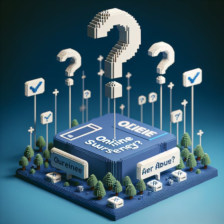 3D voxel art of elder safety questionnaire in blue tones