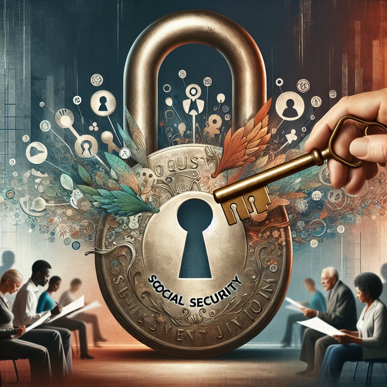 Illustration depicting key Social Security survey questions for unlocking optimal outcomes.