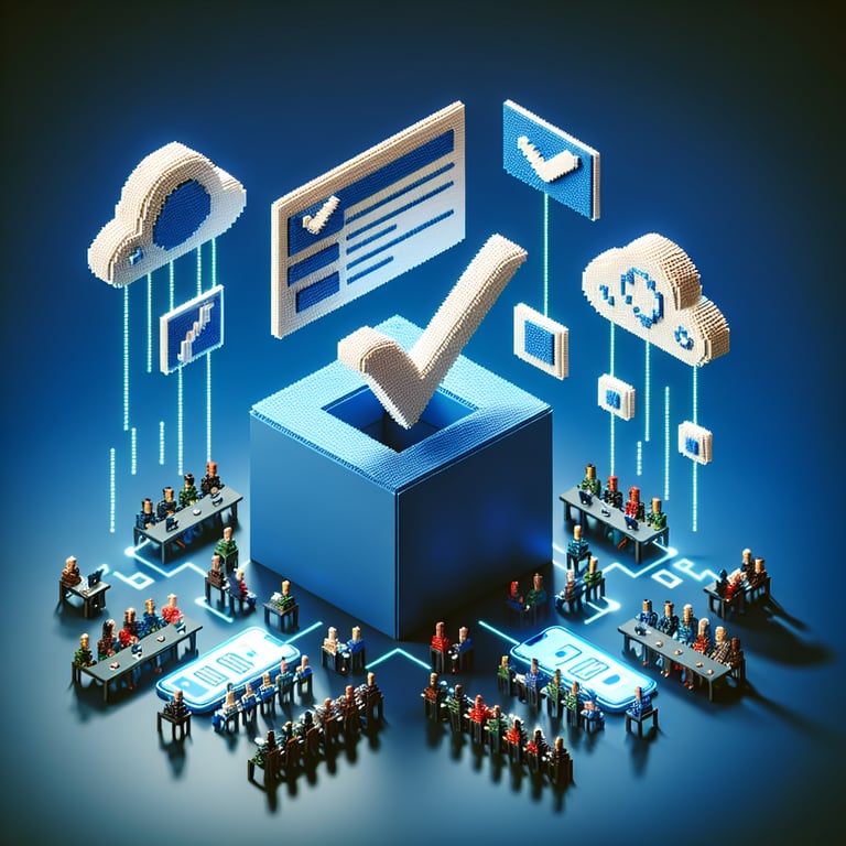 3D voxel art representing collaborative meeting feedback