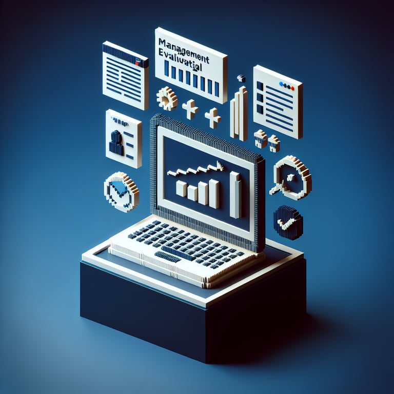 Artistic 3D voxel representing leadership assessment and manager review