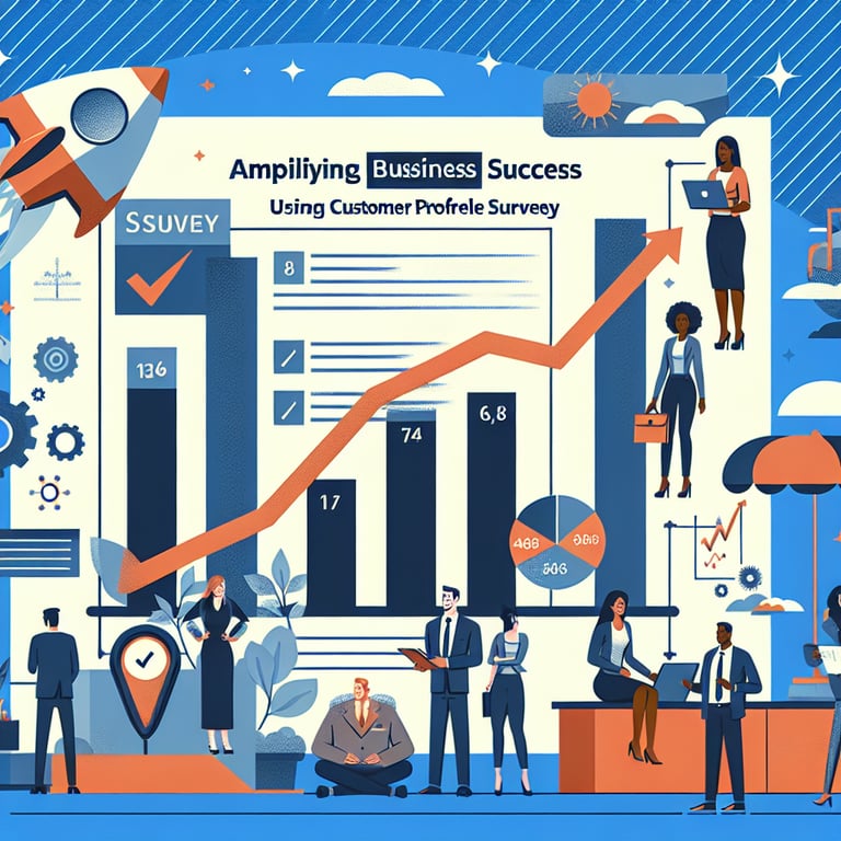 Illustration of relevant topics for Customer Profile survey questions boosting business success.