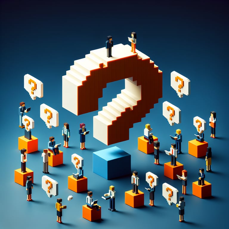Artistic 3D voxel representing team feedback loops in an employee survey