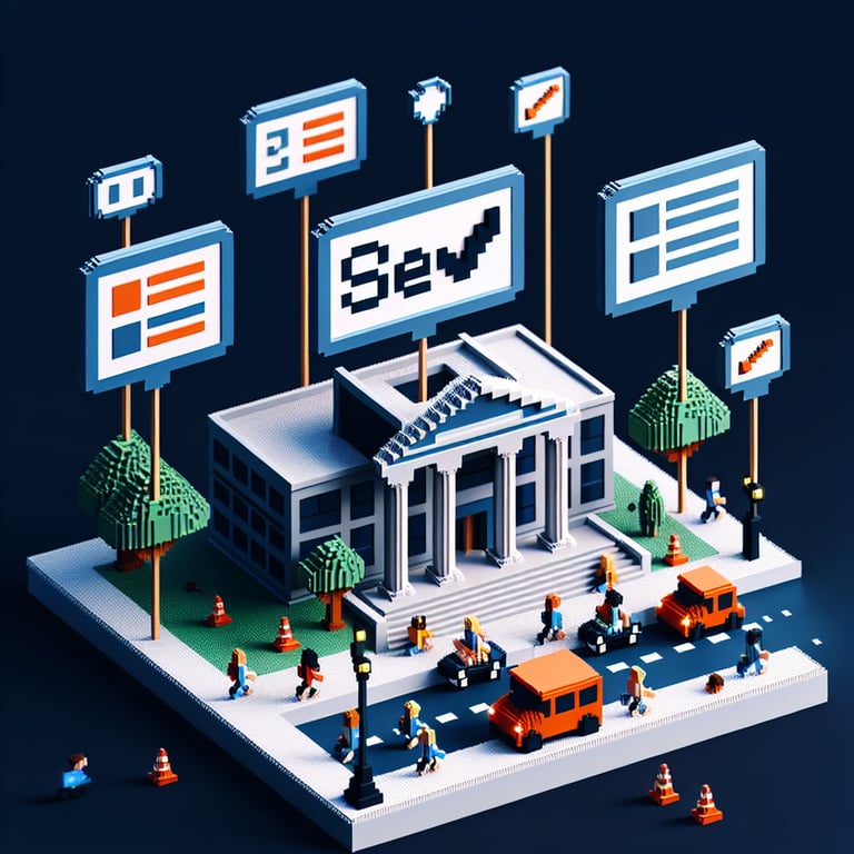 Artistic 3D voxel visualization of student driving survey themes