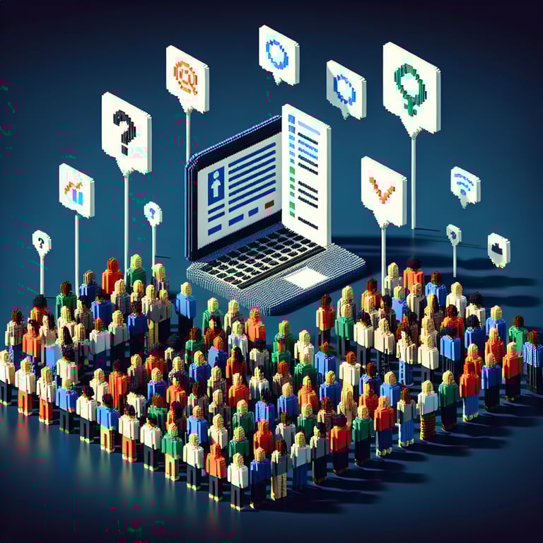 Artistic 3D voxel capturing feedback flow in employee orientation surveys