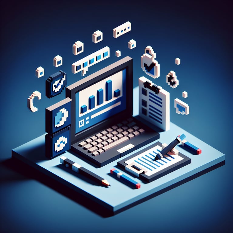 Artistic 3D voxel visualization of service survey question refinement