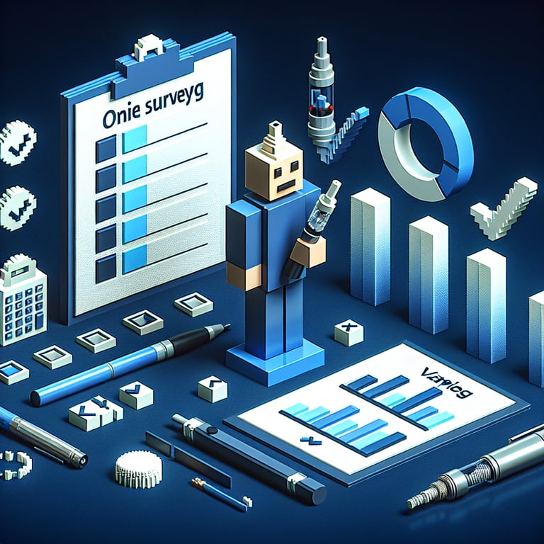 3D voxel illustration of a digital vaping questionnaire in dark blue