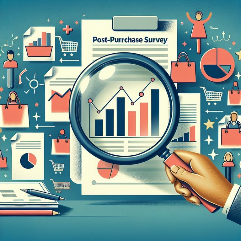 Illustration depicting the exploration of Post Purchase survey questions to understand customer behavior.