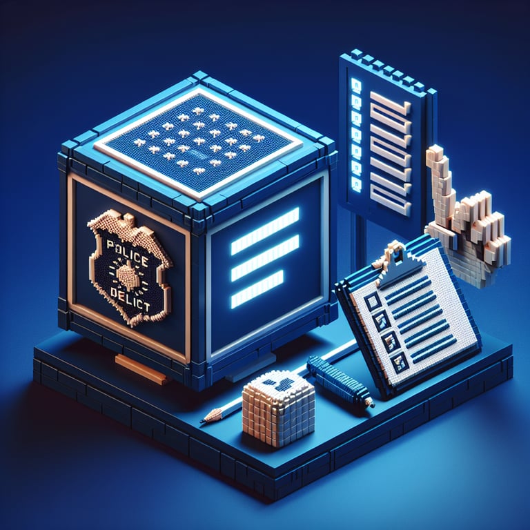 Artistic 3D voxel art of community safety survey portal