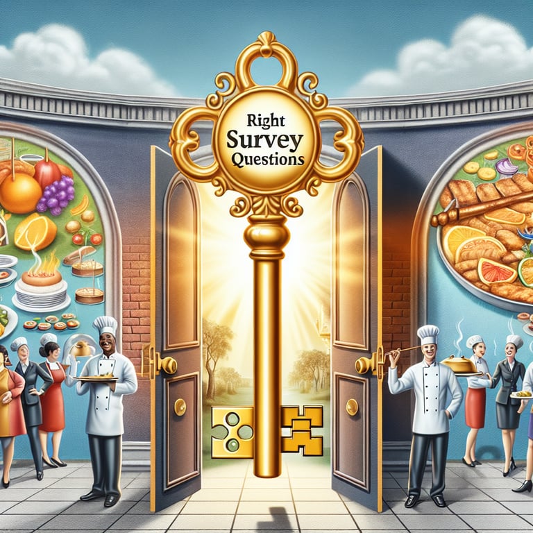 Illustration demonstrating the concept of unlocking success through Catering Service survey questions.