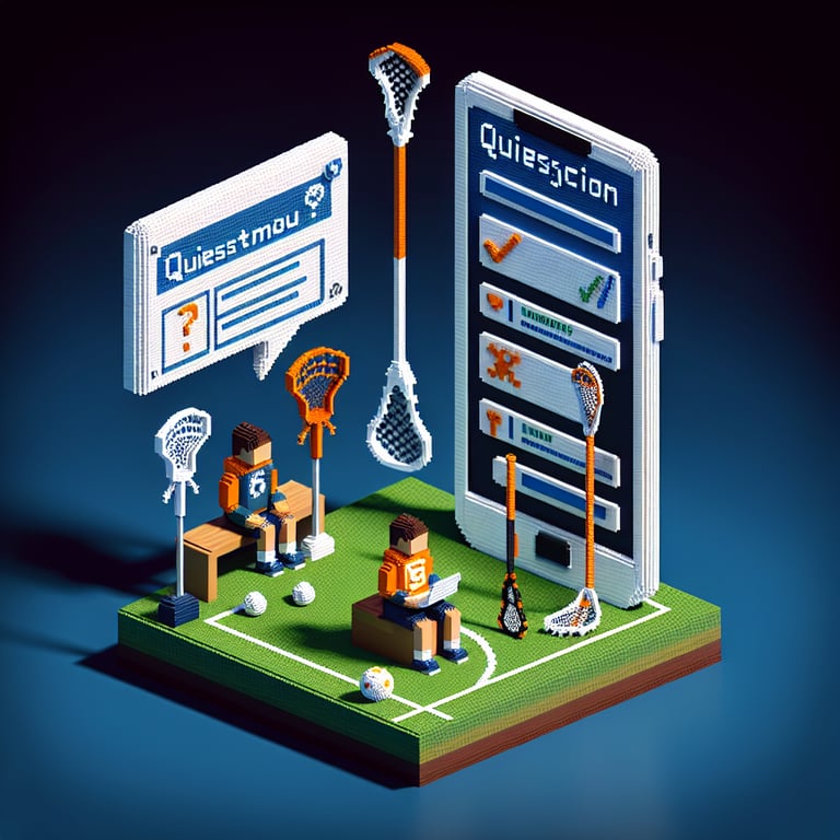 Artistic 3D voxel illustration of a lacrosse survey interface