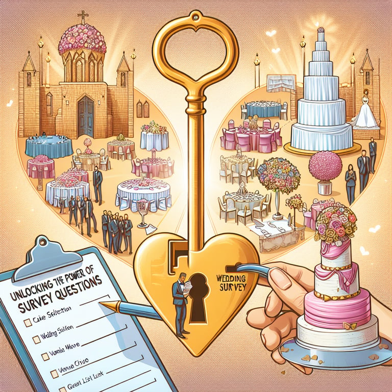 Illustration showcasing the power of wedding survey questions in successful wedding planning.