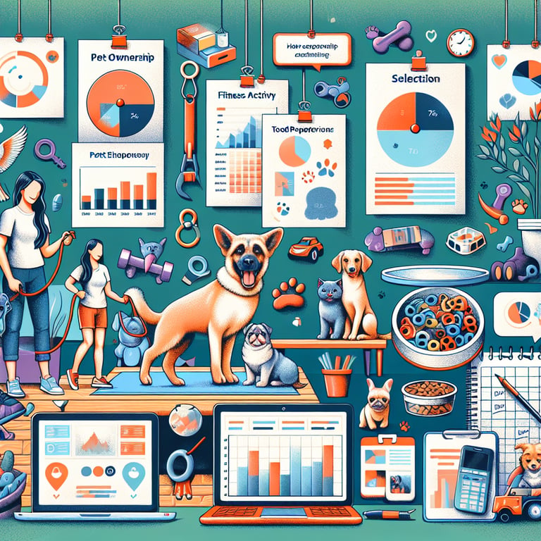 Illustration showcasing relevant topics for Pet Ownership survey questions.