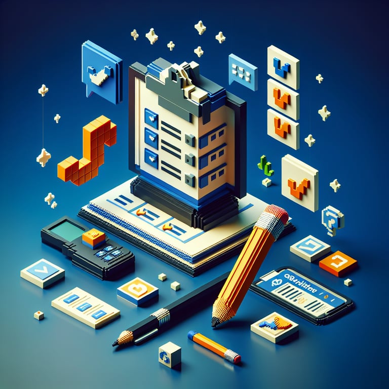 Artistic 3D voxel depicting customer evaluation poll for a new product sample