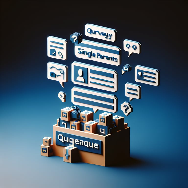 Creative 3D voxel depiction of a single parent questionnaire