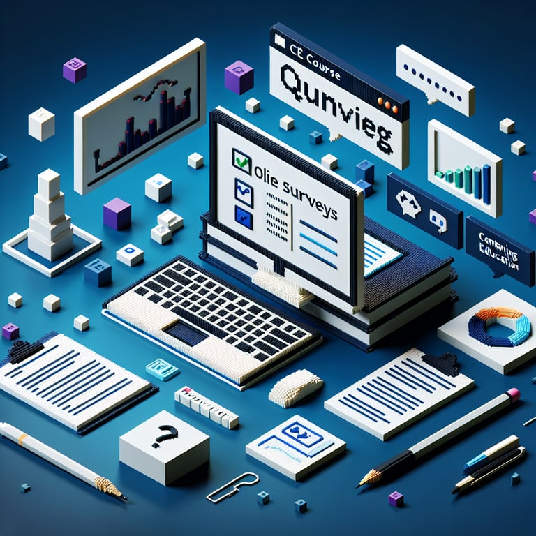Artistic 3D voxel depicting CEU class questionnaire and sample in rich blue hues