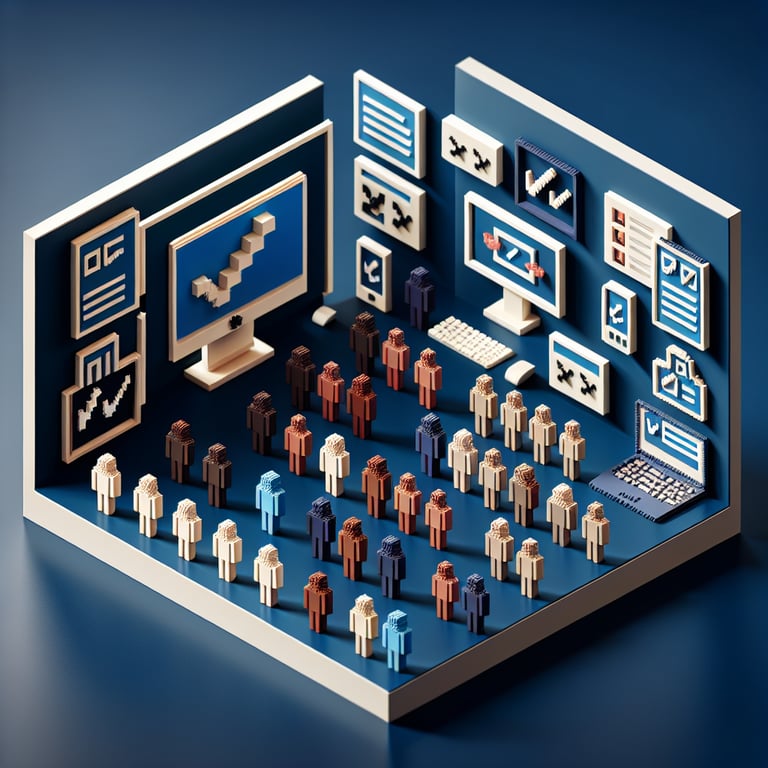 Artistic 3D voxel illustration of a demographic identity poll