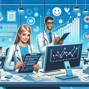 Illustration depicting the concept of Referring Physician Satisfaction survey questions.