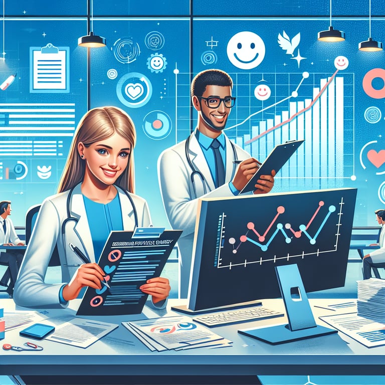 Illustration depicting the concept of Referring Physician Satisfaction survey questions.