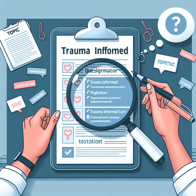 Diagram illustrating Trauma Informed Care survey questions relevance exploration.