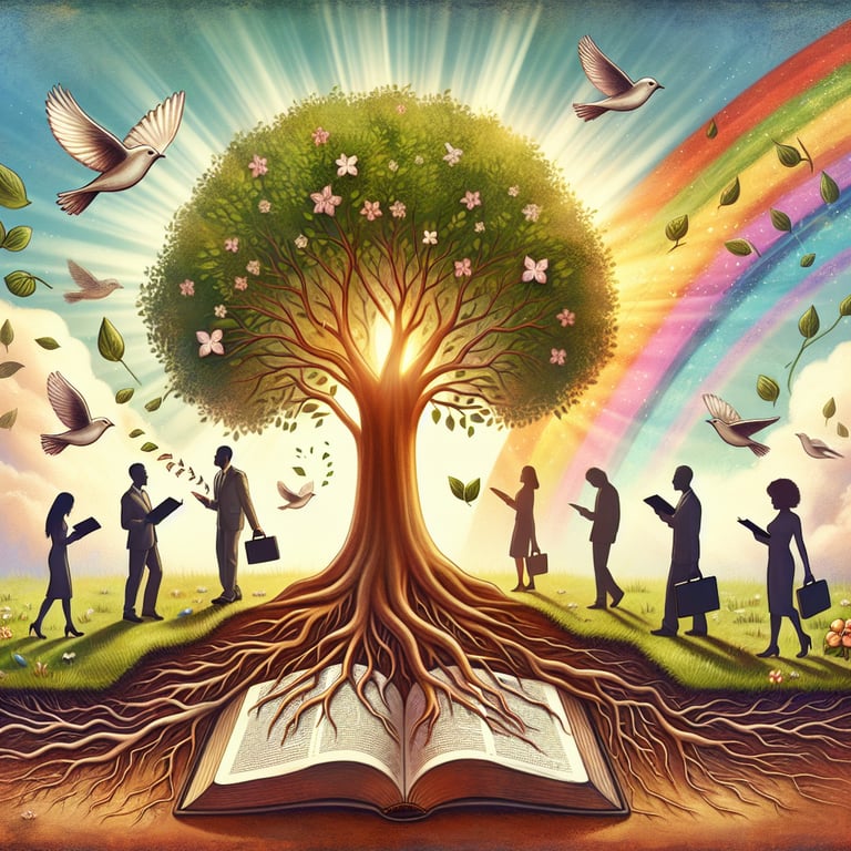 Illustration representing the concept of spiritual growth through Bible Knowledge survey questions.