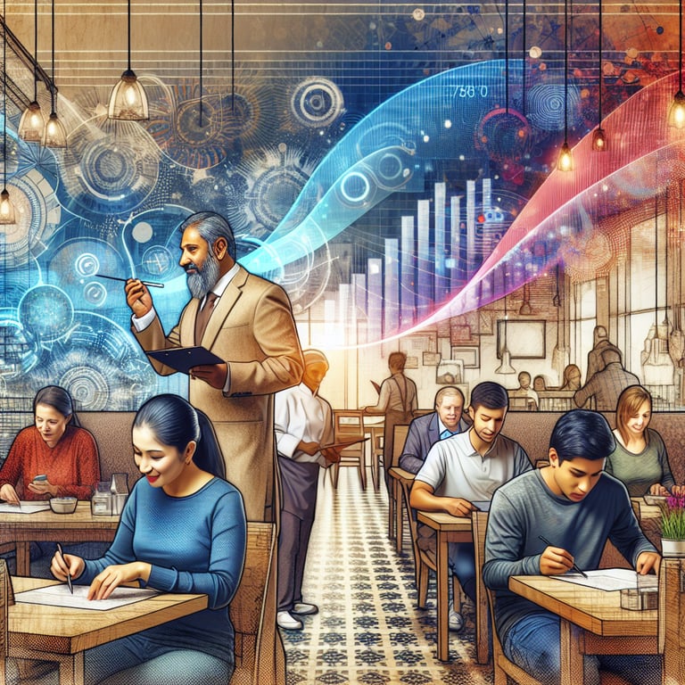 3D voxel image depicting employee satisfaction insights in a restaurant