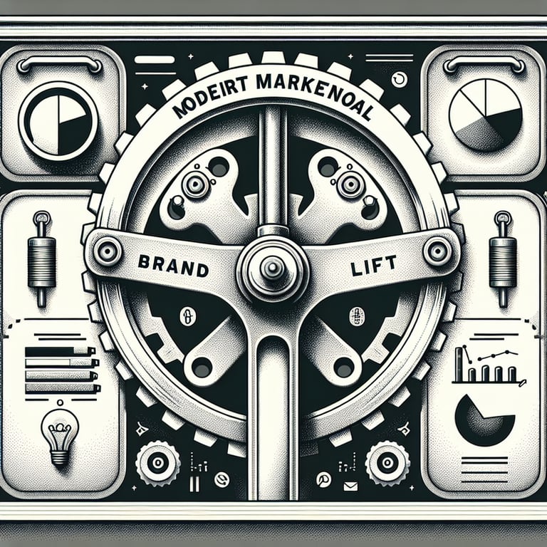 Illustration depicting the use of Brand Lift survey questions as a tool in modern marketing.