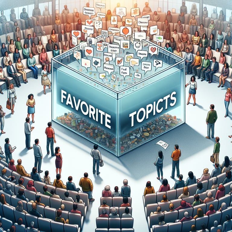 Illustration of hot topics for Favorites survey questions to discover audience preferences.