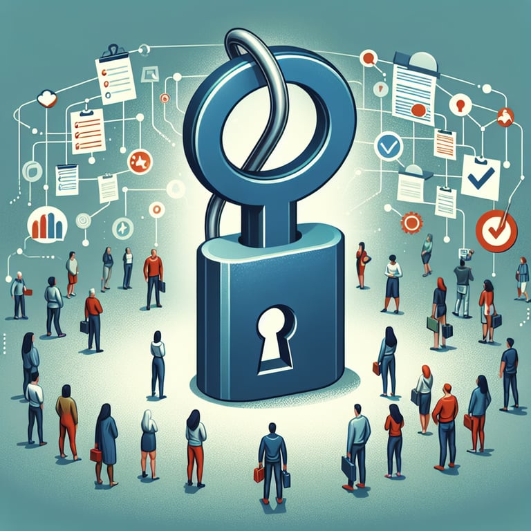 Illustration depicting the process of unlocking success with Target Audience survey questions.