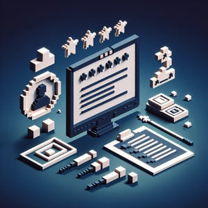 3D voxel art depicting online surveys, emphasizing the concept of best customer experience.