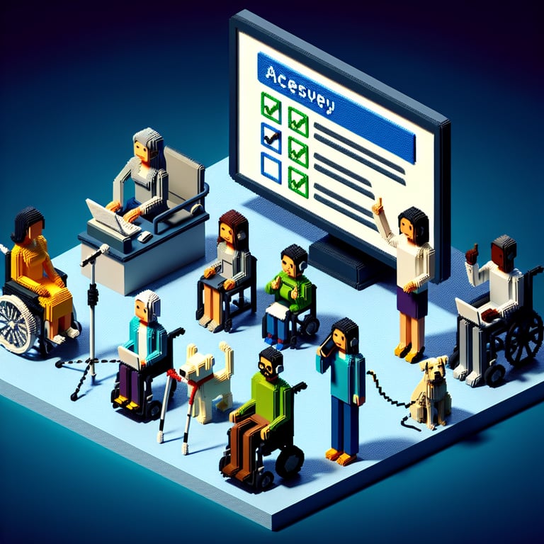 Artistic 3D voxel of an inclusive feedback poll for accessibility instructors