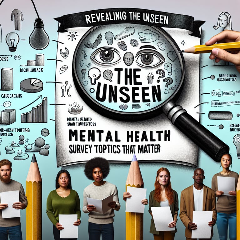 Illustration highlighting important topics in Mental Health Survey survey questions.