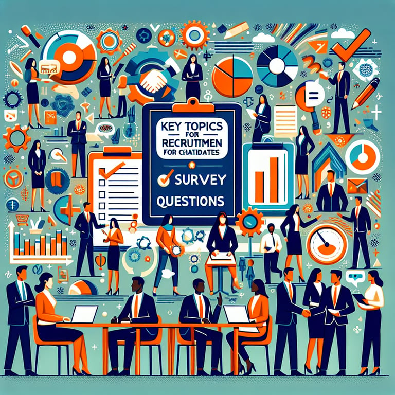 Illustration highlighting key topics in Recruitment for Candidates survey questions