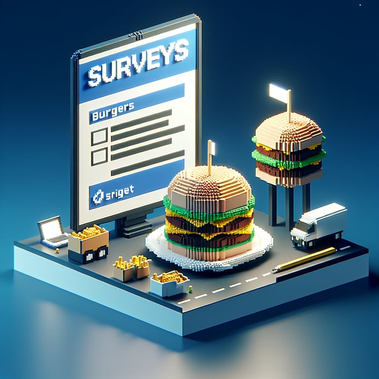 Artistic 3D voxel of burger feedback polling