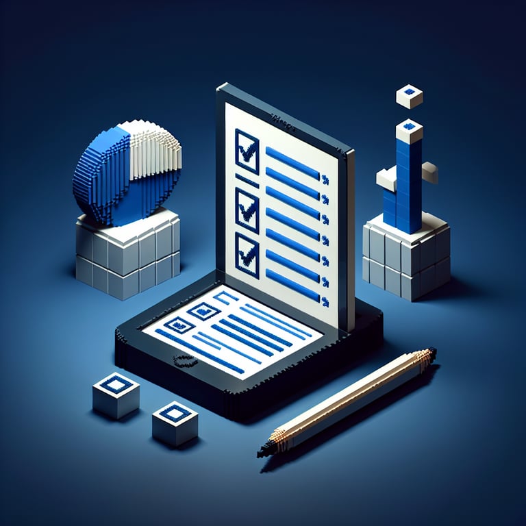 Artistic 3D voxel illustrating political leanings survey