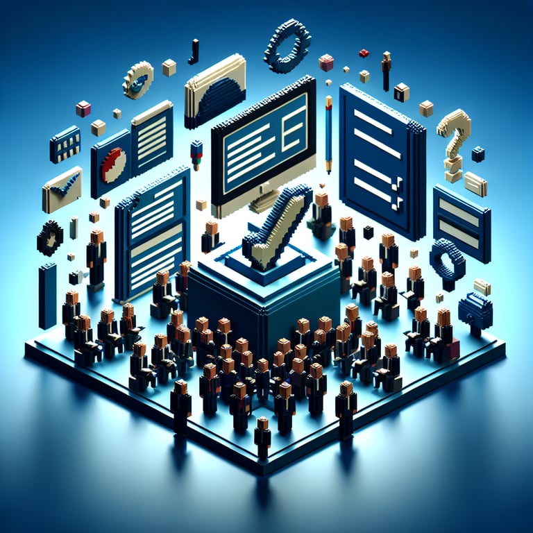 Artistic 3D voxel representing a school administrator feedback poll