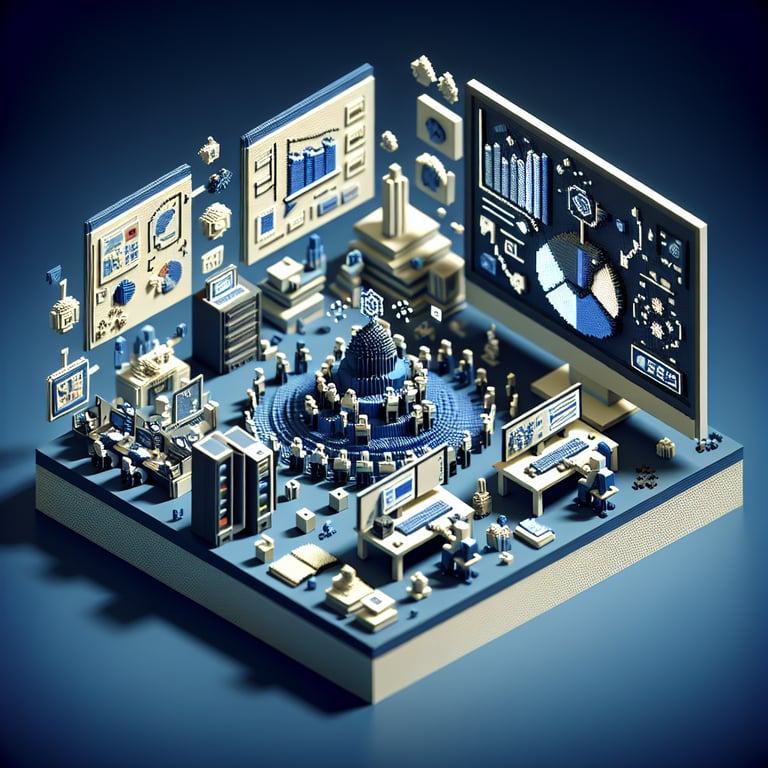 Artistic 3D voxel depiction of collaborative project-based learning feedback