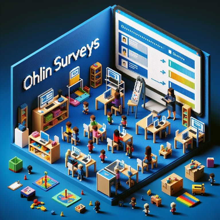 3D voxel artwork featuring family feedback survey elements
