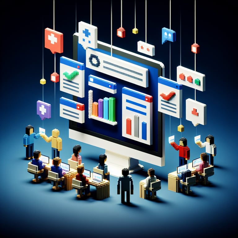 Artistic 3D voxel depicting governance survey theme