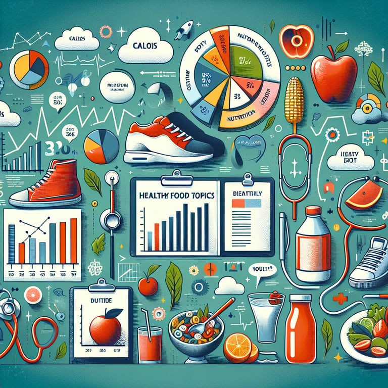 Graphical illustration showing statistical insights from a Healthy Food survey questions.