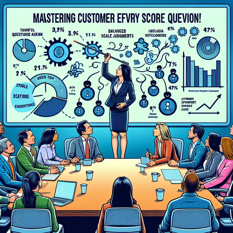 Illustration displaying key CES survey questions and their expected outcomes.