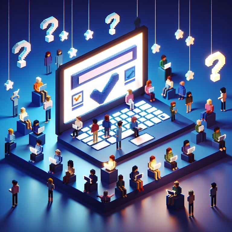 Artistic 3D voxel depicting a non-binary and equitable survey theme