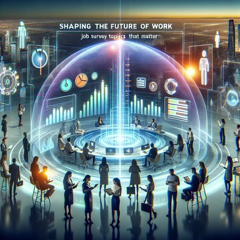 Infographic illustrating important Job Survey survey questions for shaping the future of work.