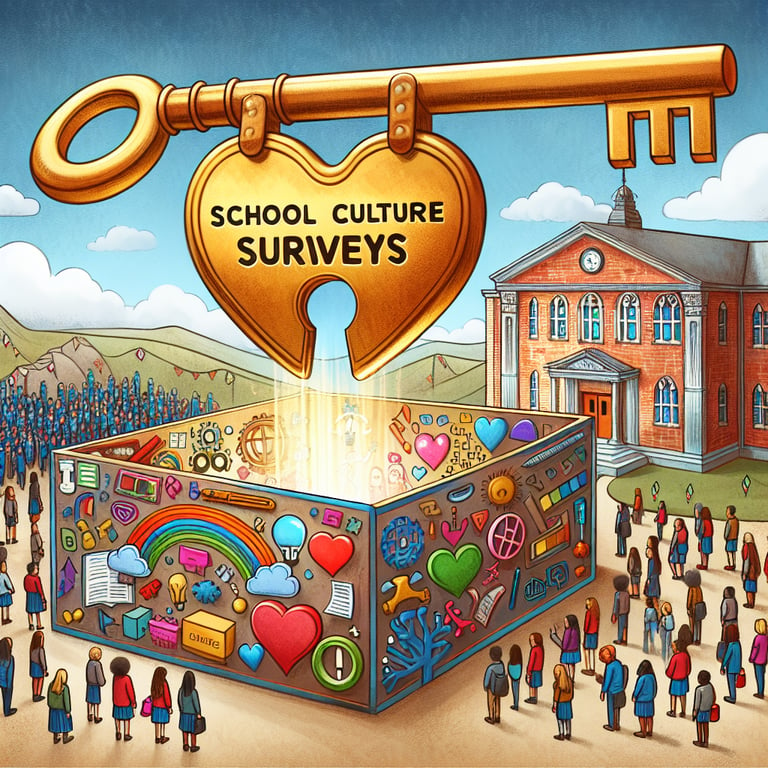 Illustration depicting the power of School Culture survey questions and their expected outcomes.