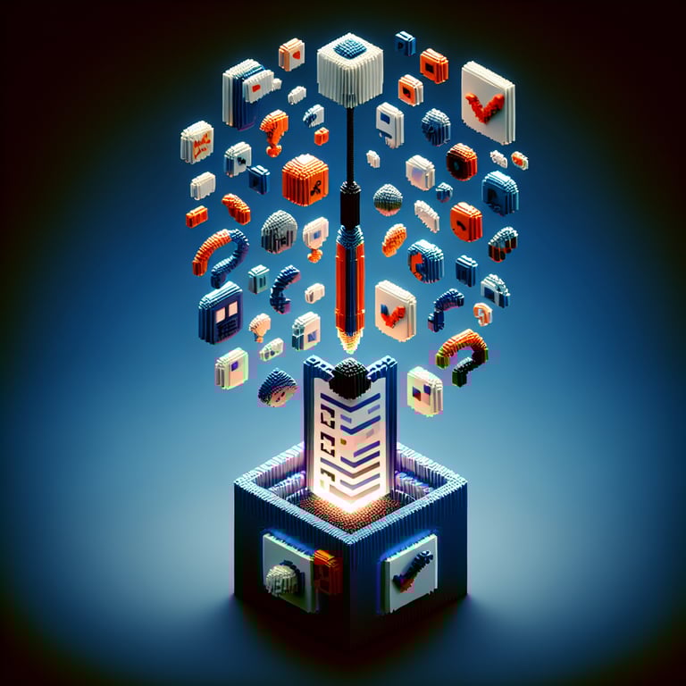 Artistic 3D voxel depicting marketing feedback network