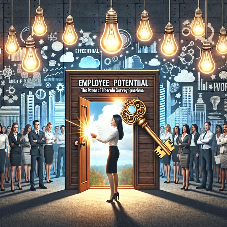 Illustration highlighting the power of effective Morale Survey survey questions in unlocking employee potential.