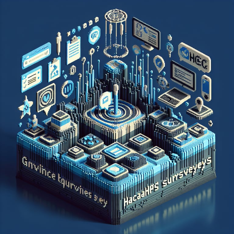 Artistic 3D voxel illustrating survey question flow