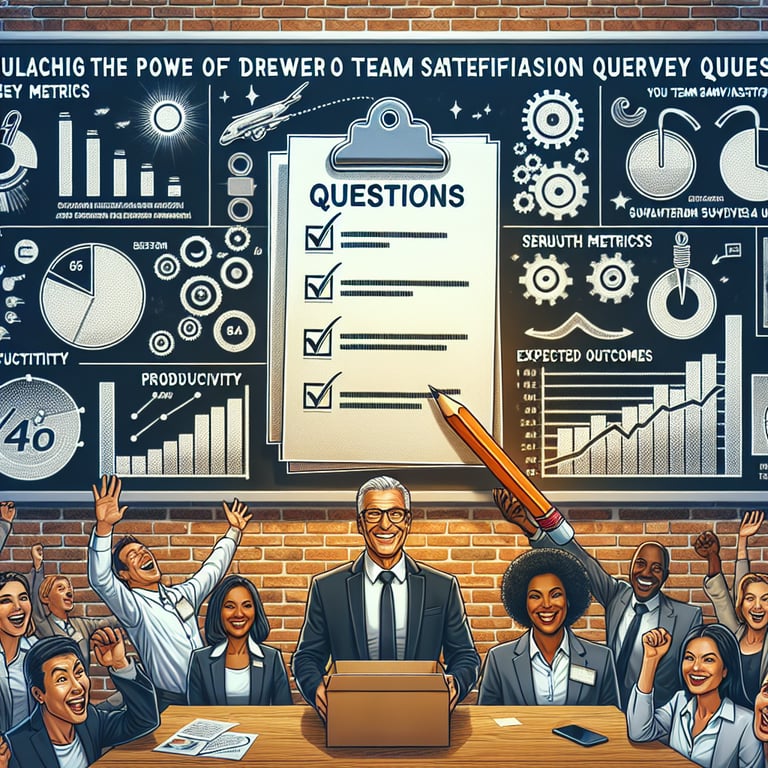 Illustration showcasing key metrics and expected outcomes of Team Satisfaction survey questions.