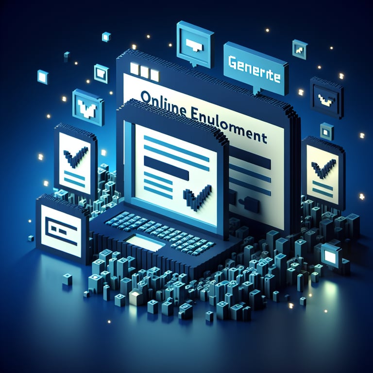 3D voxel scene illustrating dynamic enrollment poll interactivity